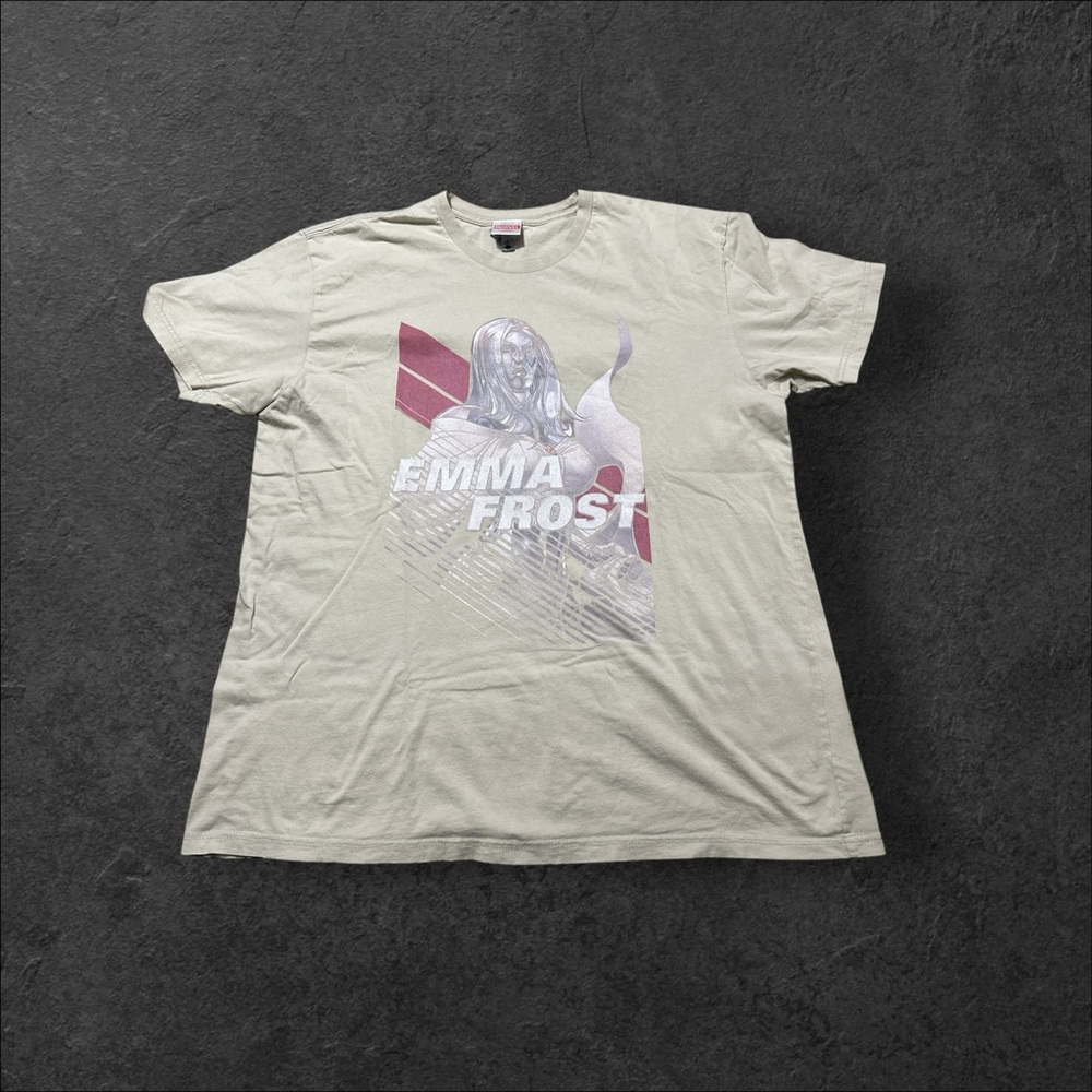 Vintage Marvel Emma Frost Graphic Tshirt Mens XL Tan Short Sleeve